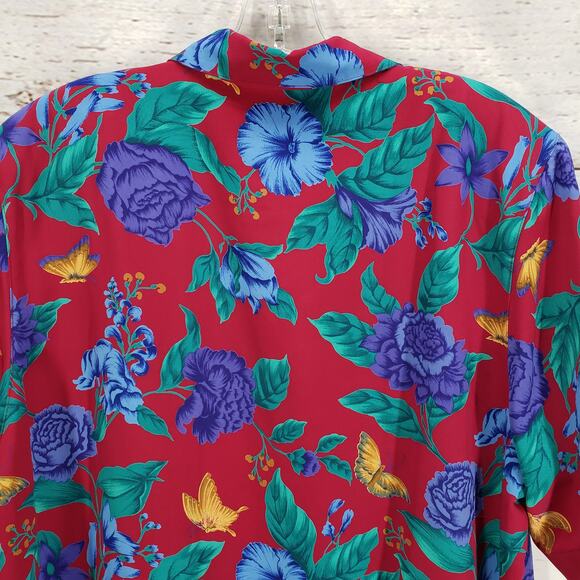Alfred Dunner Multicolor Floral Butterfly Half Button Top Size 16 - Picture 12 of 13